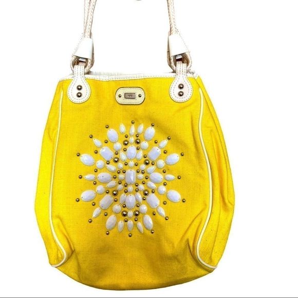 Rafe New York Sunny Yellow Embellished Bucket Bag - Picture 1 of 14